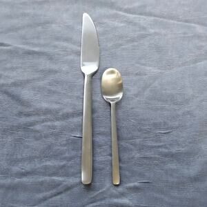2 Pieces Ikea Data Stainless Steel Flatware 9 1/8" Knife 5 3/8" Teaspoon 223 88
